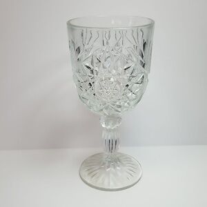 Vintage Libbey Hobstar Crystal Wine Goblet